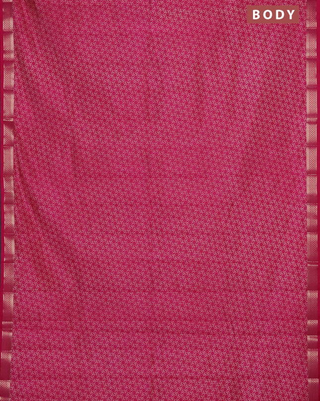 Semi raw silk saree pink with allover geometric prints and zari woven border