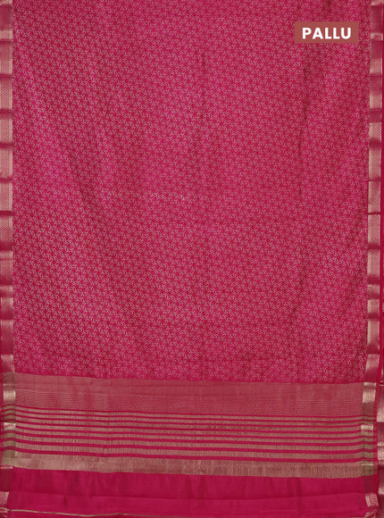 Semi raw silk saree pink with allover geometric prints and zari woven border
