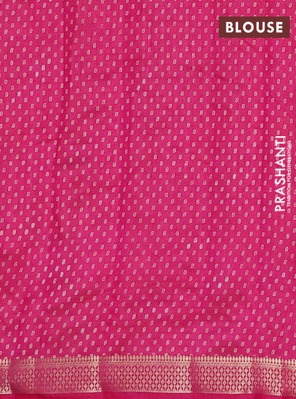 Semi raw silk saree pink with allover geometric prints and zari woven border
