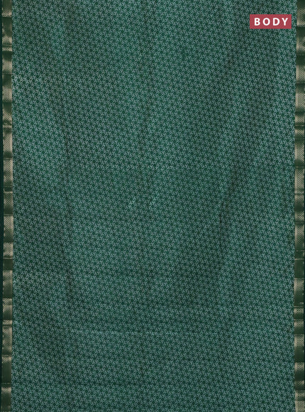Semi raw silk saree dark green with allover geometric prints and zari woven border