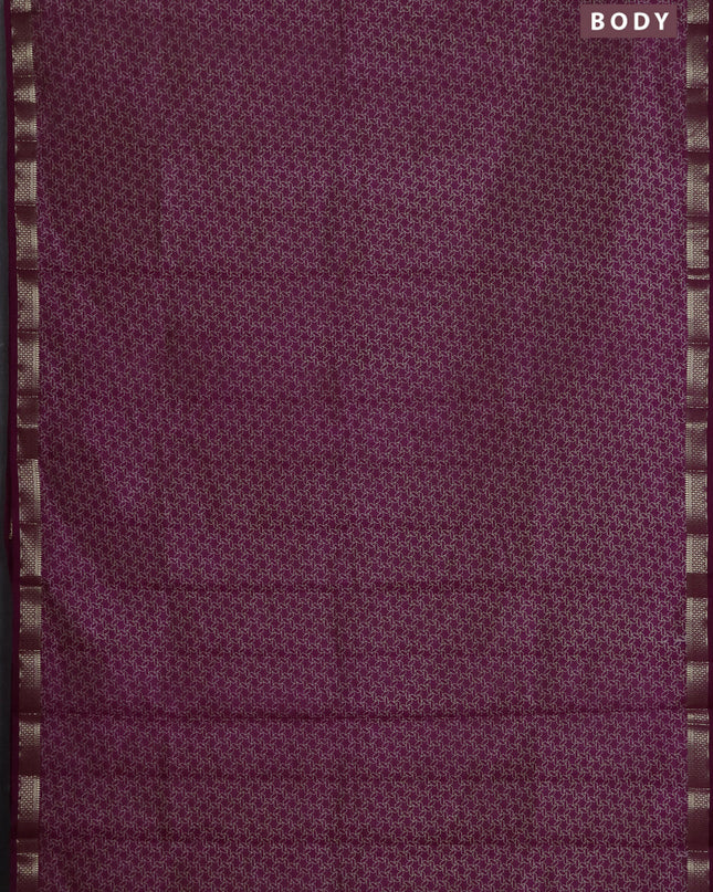 Semi raw silk saree purple with allover geometric prints and zari woven border