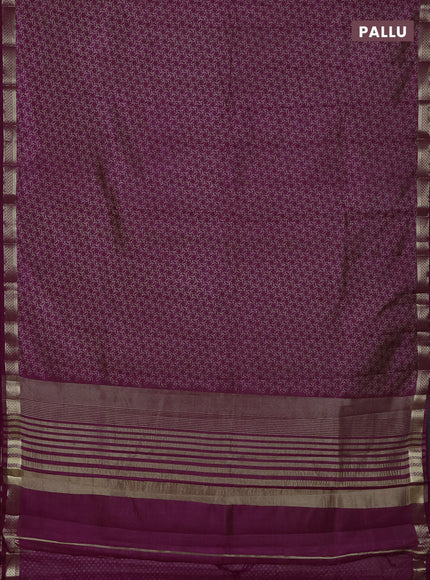 Semi raw silk saree purple with allover geometric prints and zari woven border