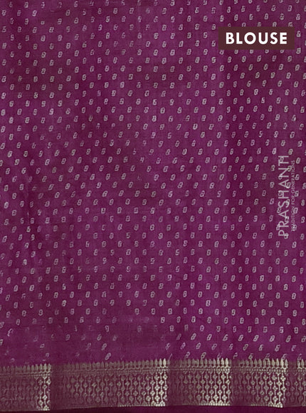 Semi raw silk saree purple with allover geometric prints and zari woven border