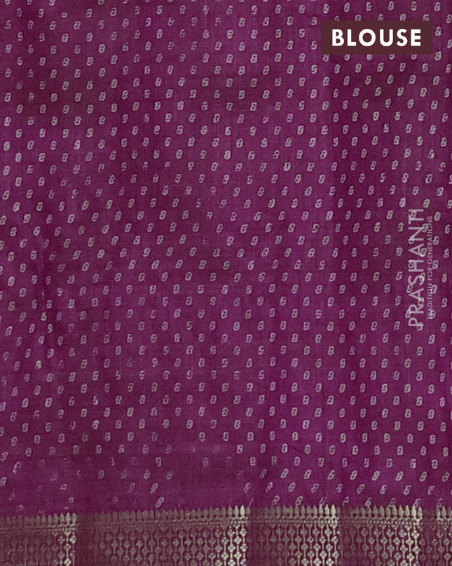Semi raw silk saree purple with allover geometric prints and zari woven border