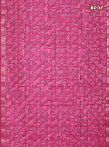 Semi raw silk saree light pink with allover geometric prints and zari woven border