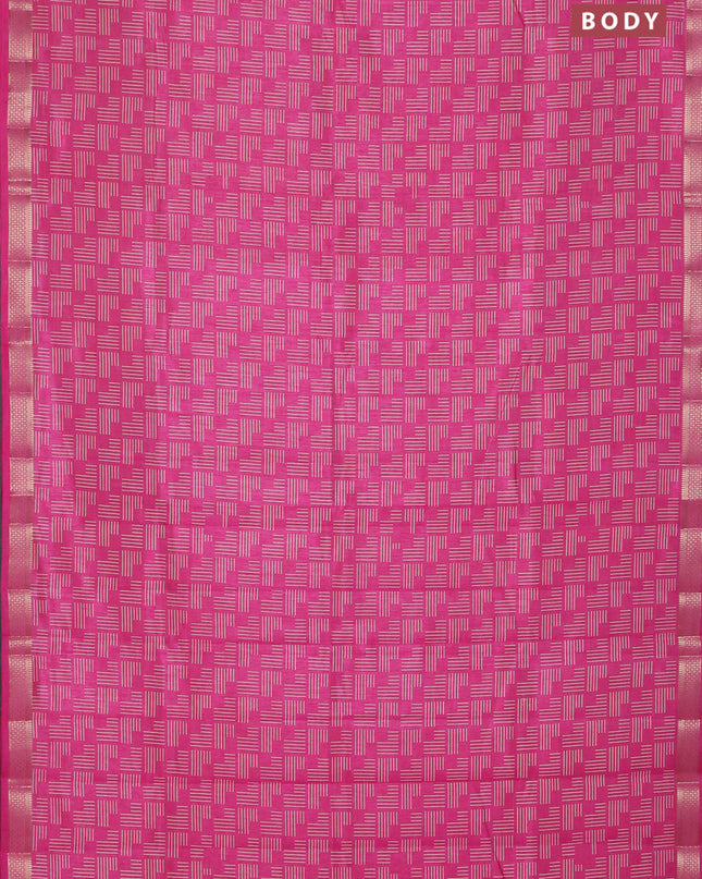 Semi raw silk saree light pink with allover geometric prints and zari woven border