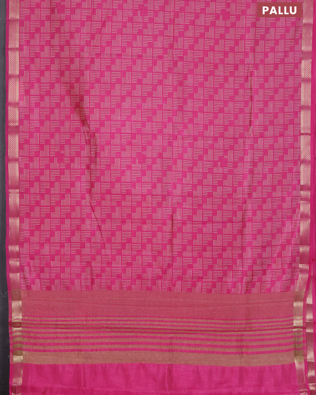 Semi raw silk saree light pink with allover geometric prints and zari woven border
