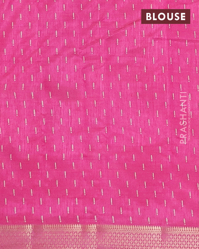 Semi raw silk saree light pink with allover geometric prints and zari woven border