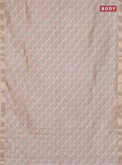 Semi raw silk saree cream with allover geometric prints and zari woven border