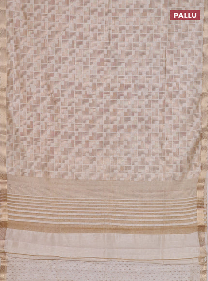 Semi raw silk saree cream with allover geometric prints and zari woven border