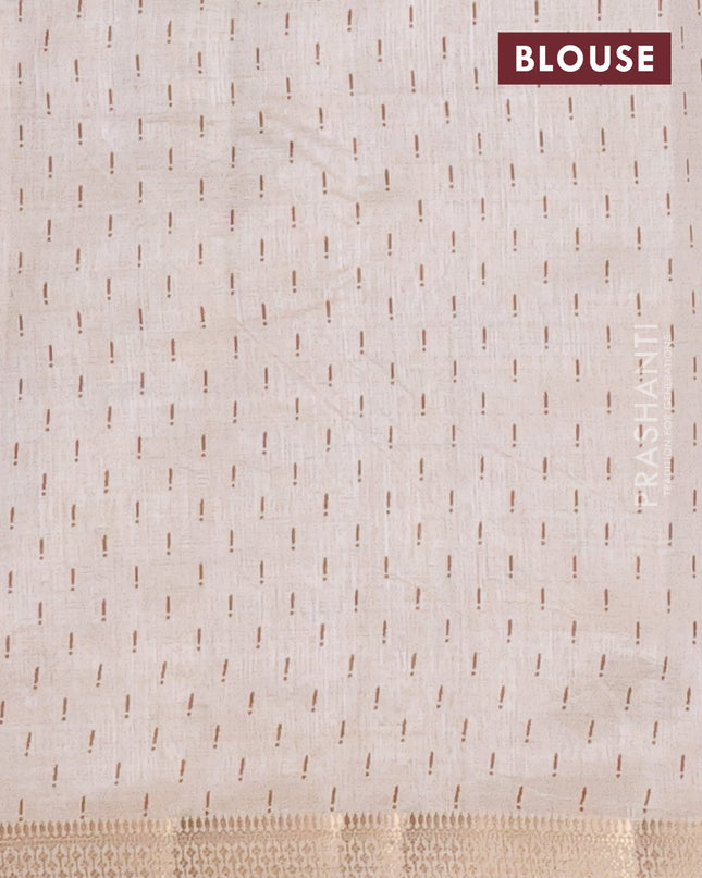 Semi raw silk saree cream with allover geometric prints and zari woven border