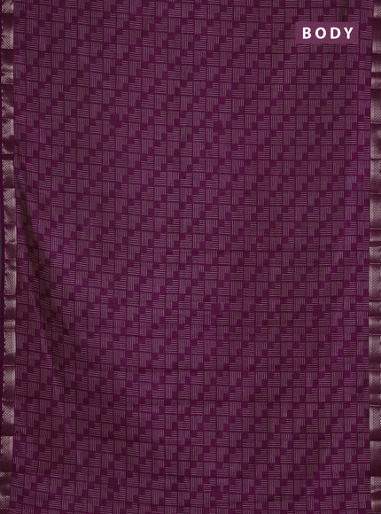 Semi raw silk saree purple with allover geometric prints and zari woven border