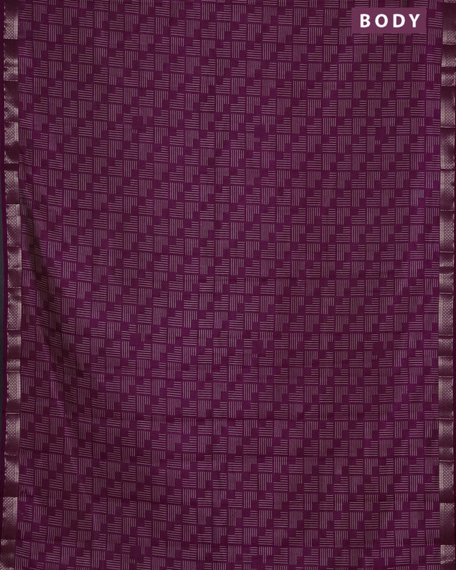 Semi raw silk saree purple with allover geometric prints and zari woven border