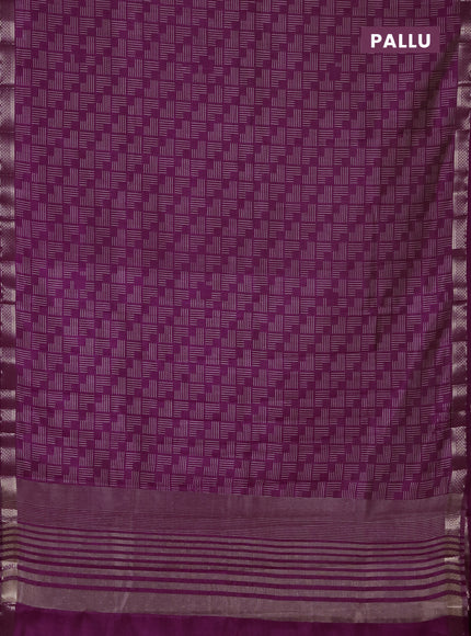 Semi raw silk saree purple with allover geometric prints and zari woven border