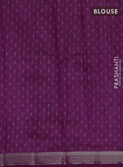 Semi raw silk saree purple with allover geometric prints and zari woven border