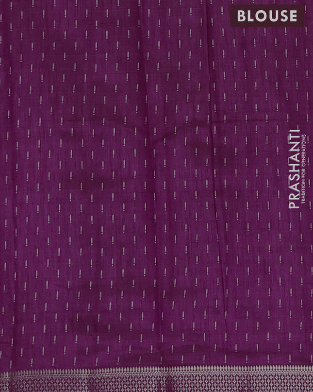 Semi raw silk saree purple with allover geometric prints and zari woven border