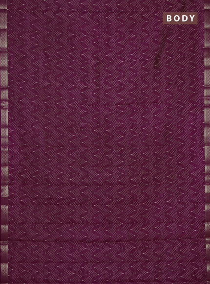 Semi raw silk saree purple with allover zig zag prints and zari woven border