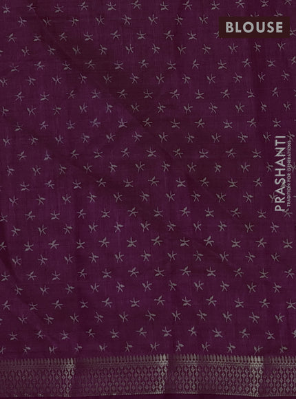 Semi raw silk saree purple with allover zig zag prints and zari woven border