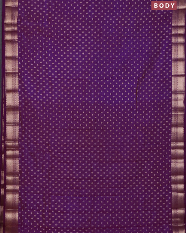 Semi raw silk saree purple with allover butta prints and zari woven border
