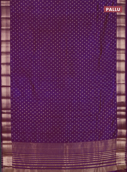 Semi raw silk saree purple with allover butta prints and zari woven border