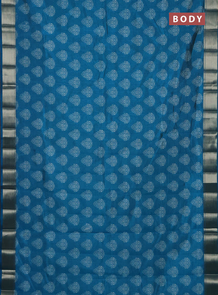 Semi raw silk saree cs blue with allover butta prints and zari woven border