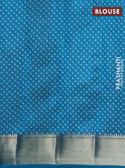 Semi raw silk saree cs blue with allover butta prints and zari woven border