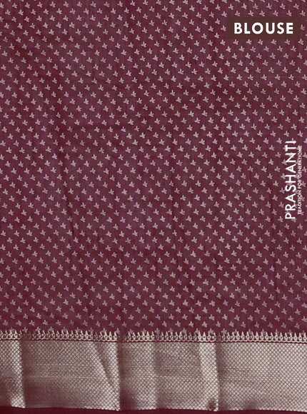 Semi raw silk saree maroon with allover butta prints and zari woven border