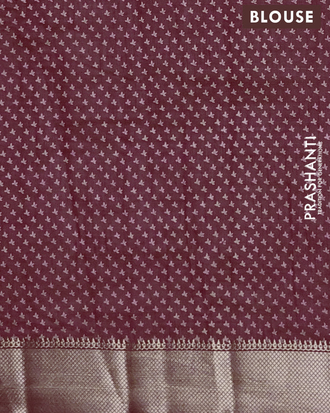 Semi raw silk saree maroon with allover butta prints and zari woven border