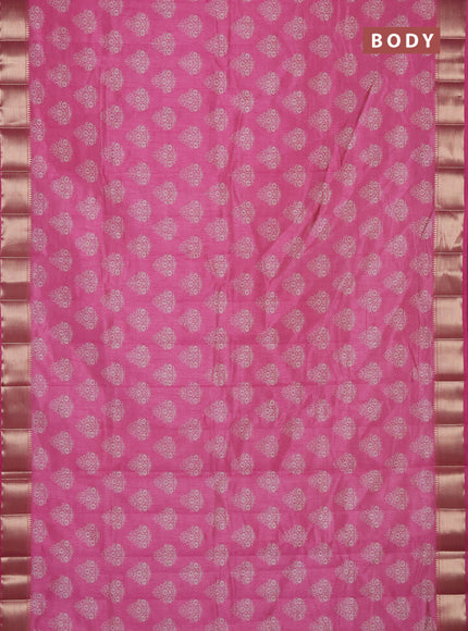Semi raw silk saree light pink with allover butta prints and zari woven border