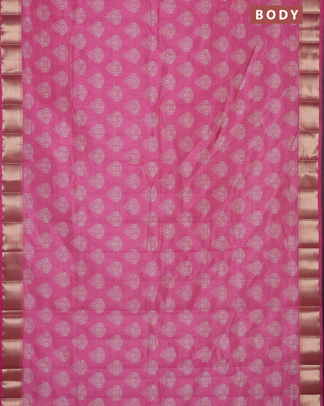 Semi raw silk saree light pink with allover butta prints and zari woven border