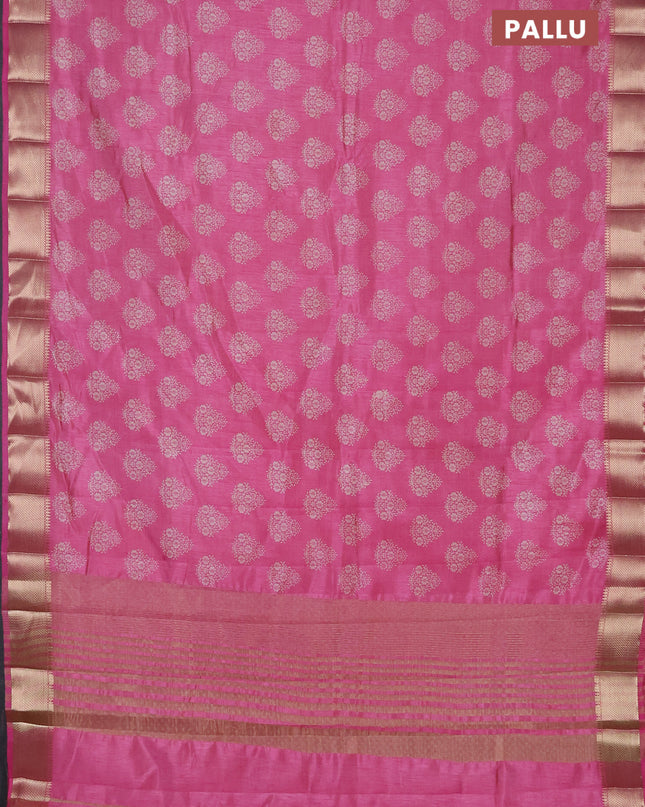 Semi raw silk saree light pink with allover butta prints and zari woven border