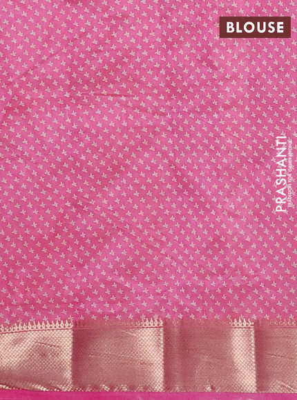 Semi raw silk saree light pink with allover butta prints and zari woven border