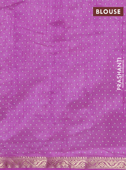 Semi raw silk saree lavender with allover prints and zari woven border