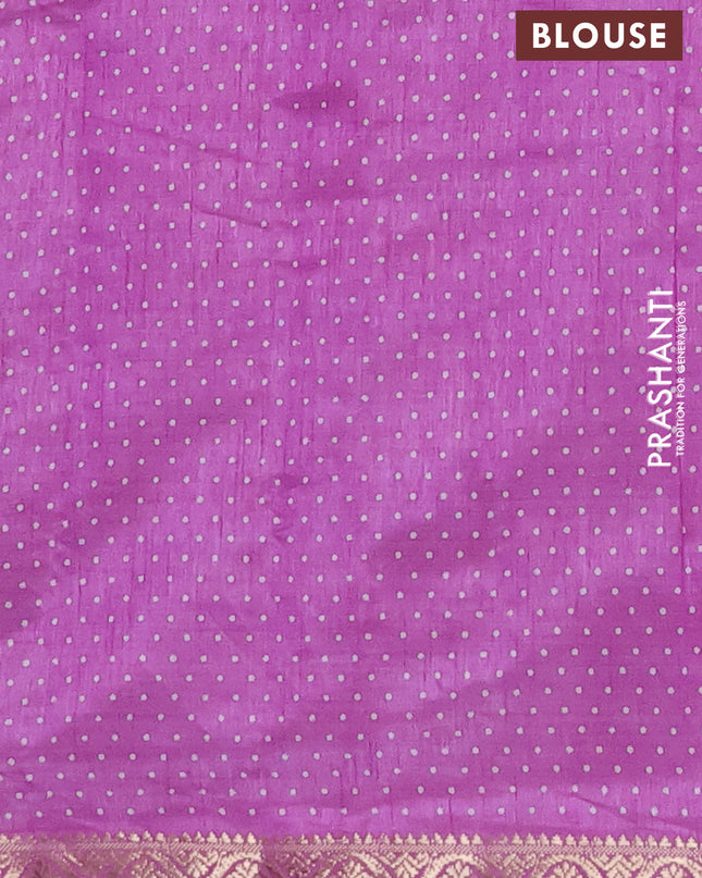 Semi raw silk saree lavender with allover prints and zari woven border
