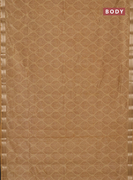 Semi raw silk saree sandal with allover butta prints and zari woven border