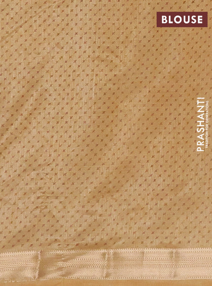 Semi raw silk saree sandal with allover butta prints and zari woven border