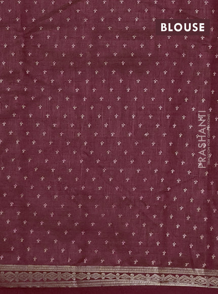 Semi raw silk saree maroon with allover paisley butta prints and zari woven border