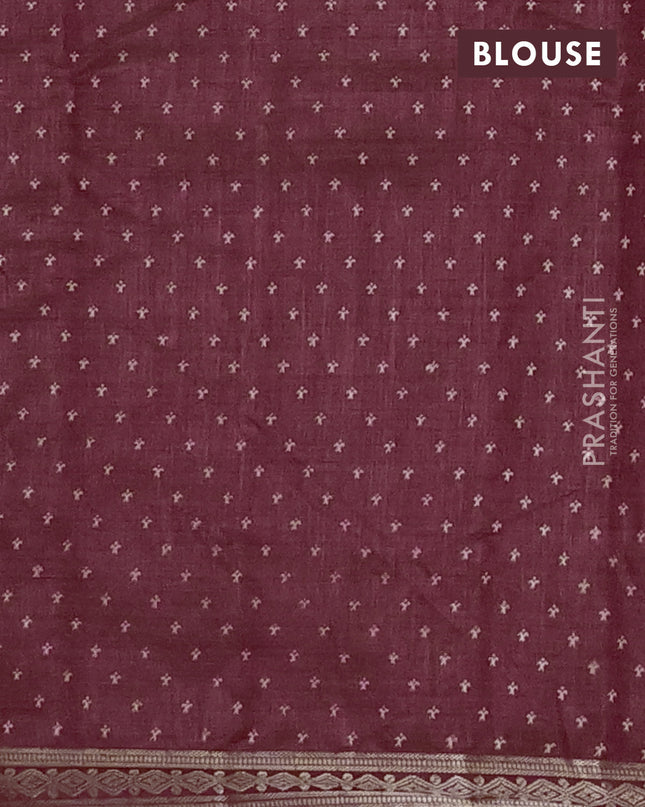 Semi raw silk saree maroon with allover paisley butta prints and zari woven border