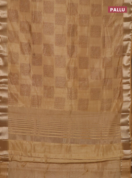 Semi raw silk saree sandal with box type butta prints and zari woven border