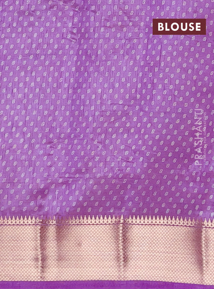 Semi raw silk saree lavender with box type butta prints and zari woven border