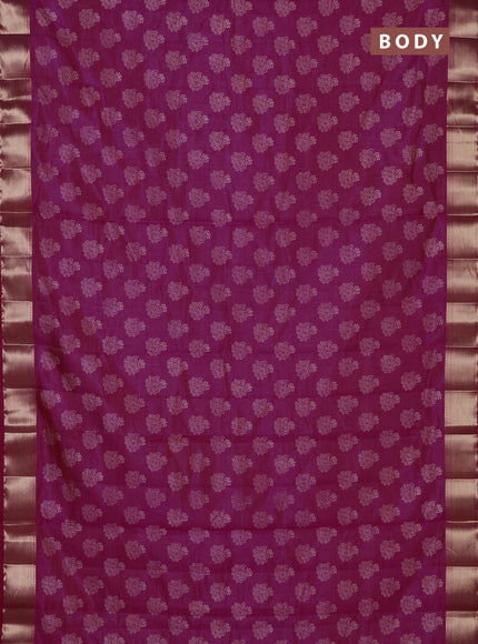 Semi raw silk saree pink with allover butta prints and zari woven border