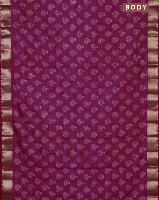 Semi raw silk saree pink with allover butta prints and zari woven border