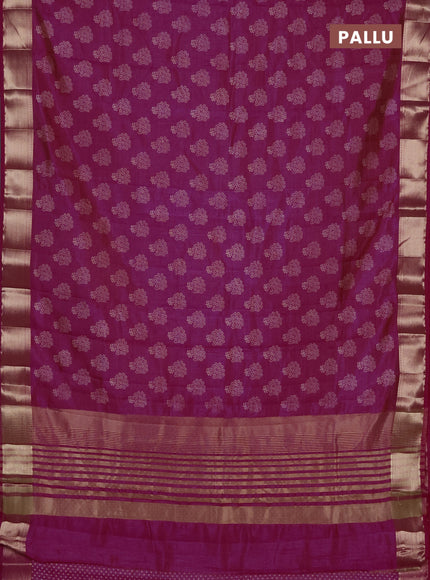 Semi raw silk saree pink with allover butta prints and zari woven border