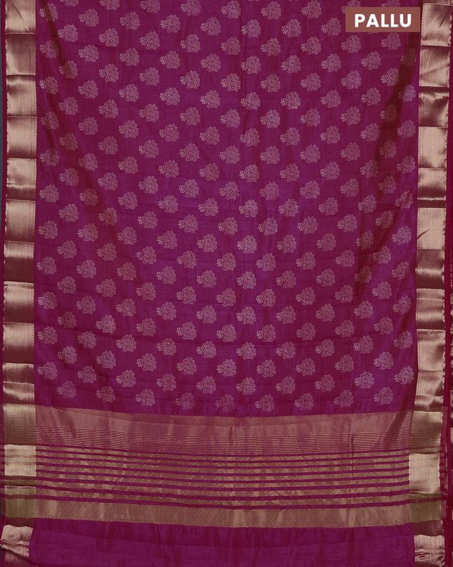 Semi raw silk saree pink with allover butta prints and zari woven border