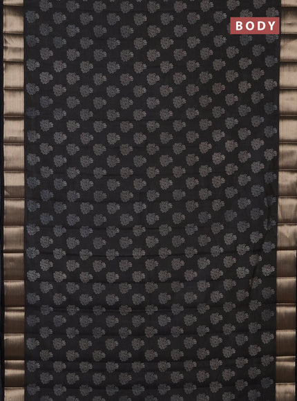 Semi raw silk saree black with allover butta prints and zari woven border