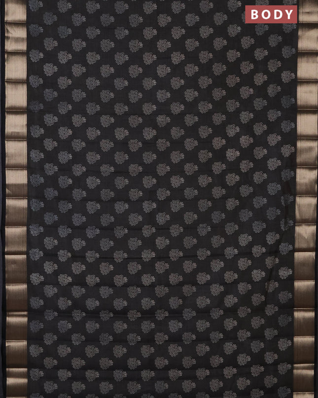 Semi raw silk saree black with allover butta prints and zari woven border