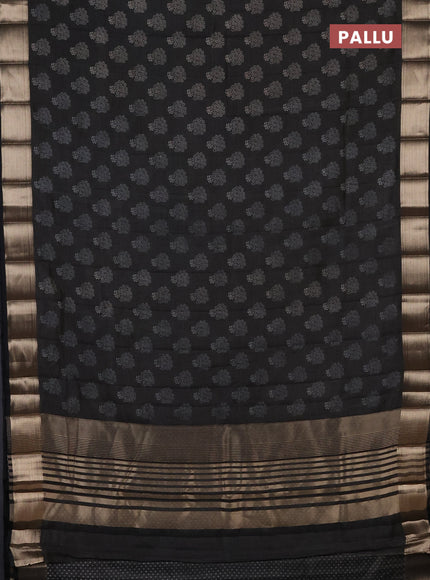 Semi raw silk saree black with allover butta prints and zari woven border