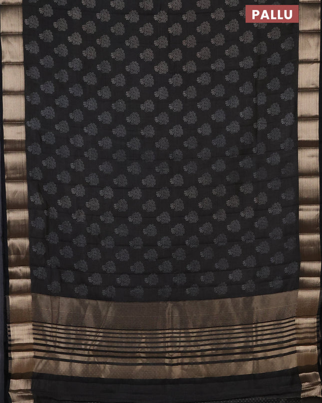 Semi raw silk saree black with allover butta prints and zari woven border