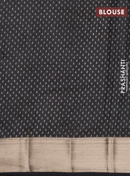 Semi raw silk saree black with allover butta prints and zari woven border
