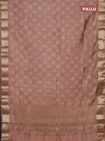 Semi raw silk saree pastel peach with allover butta prints and zari woven border